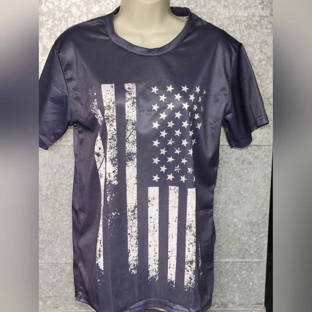 Mens Patriotic American Flag Blue Top Size S-M
